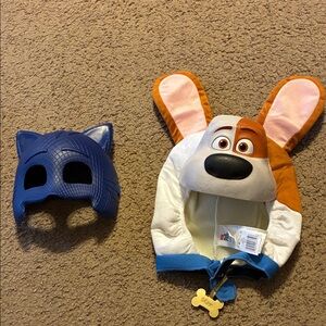 Blue Cat Mask and Brown Dog Hat Set Cat Boy and Max